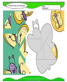 Puzzle Kes Yapıştır Çalışma Sayfaları